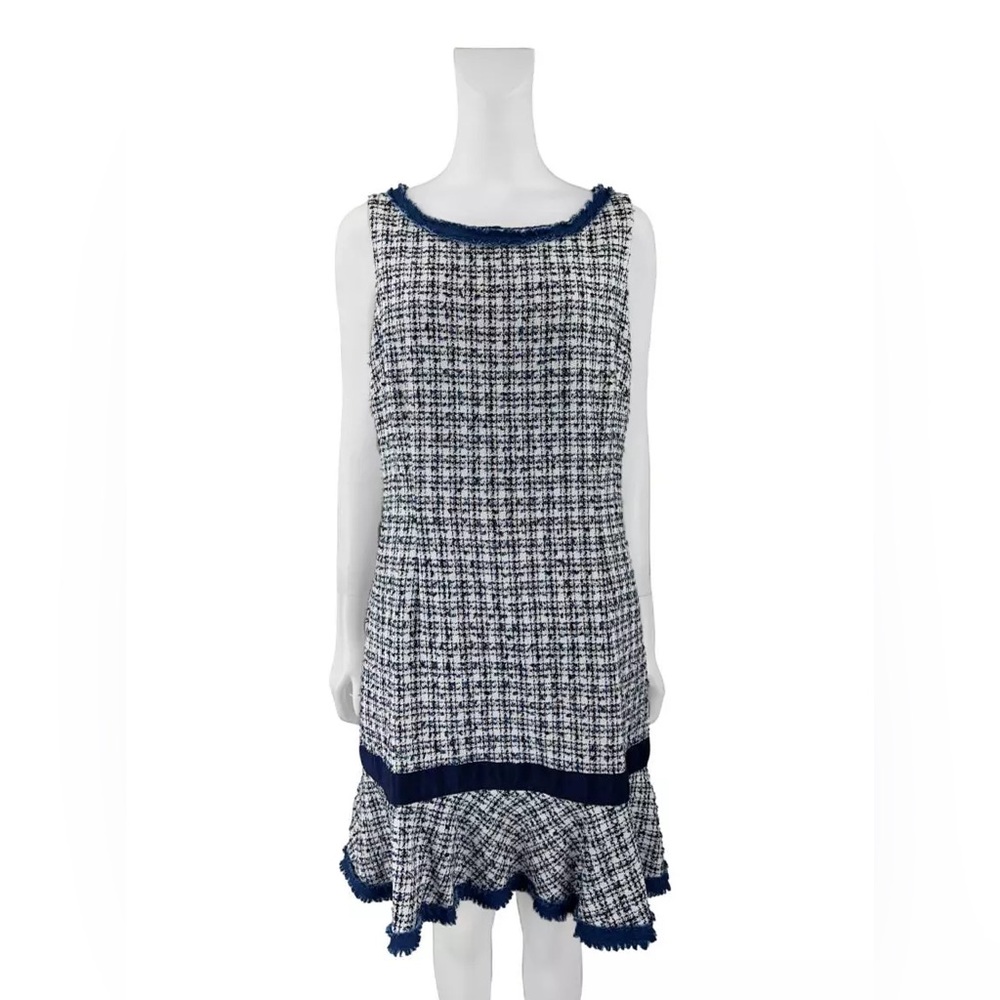 KARL LAGERFELD TWEED PLAID PRINTED DRESS A-LINE SZ 10